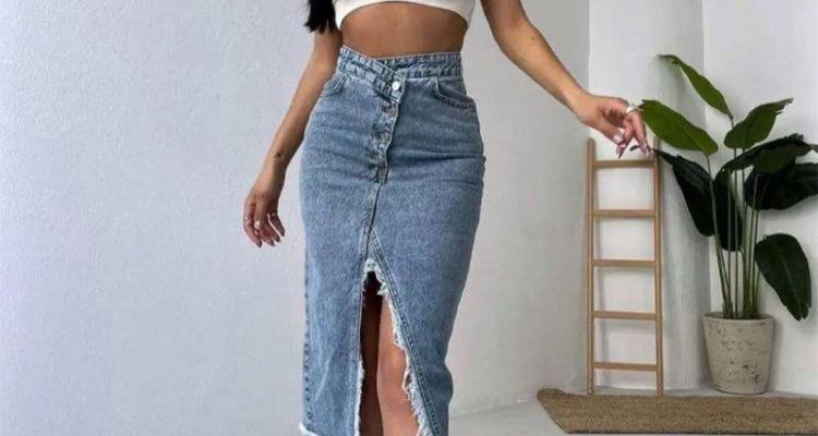 джинсовая юбка миди